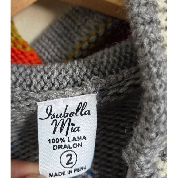 Isabella Mia Wool Knitted Baby Animal Scenery Cardigan Jacket 2T Grey Peruvian - Picture 2 of 10